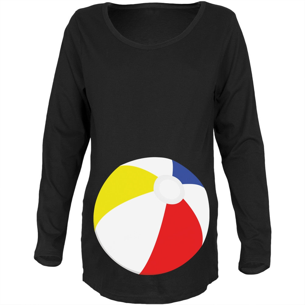 Beach Ball Summer Baby Black Maternity Soft Long Sleeve T-Shirt Maternity T-Shirts Old Glory 2XL Black 