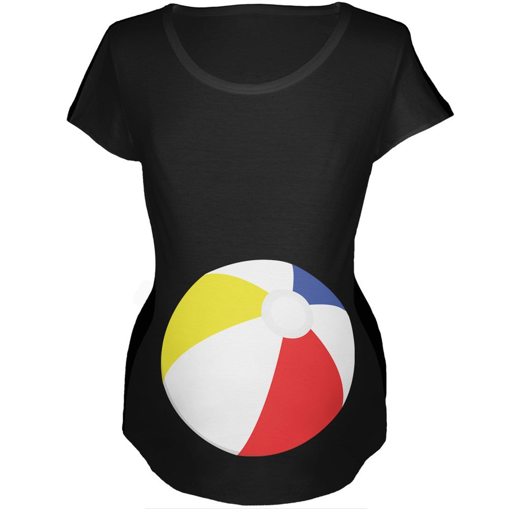 Beach Ball Summer Baby Black Maternity Soft T-Shirt Maternity T-Shirts Old Glory 2XL Black 