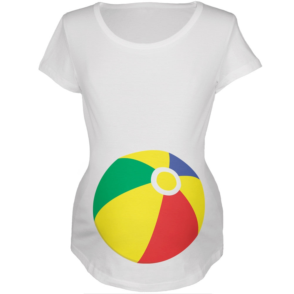 Beach Ball Summer Baby White Maternity Soft T-Shirt Maternity T-Shirts Old Glory 2XL White 