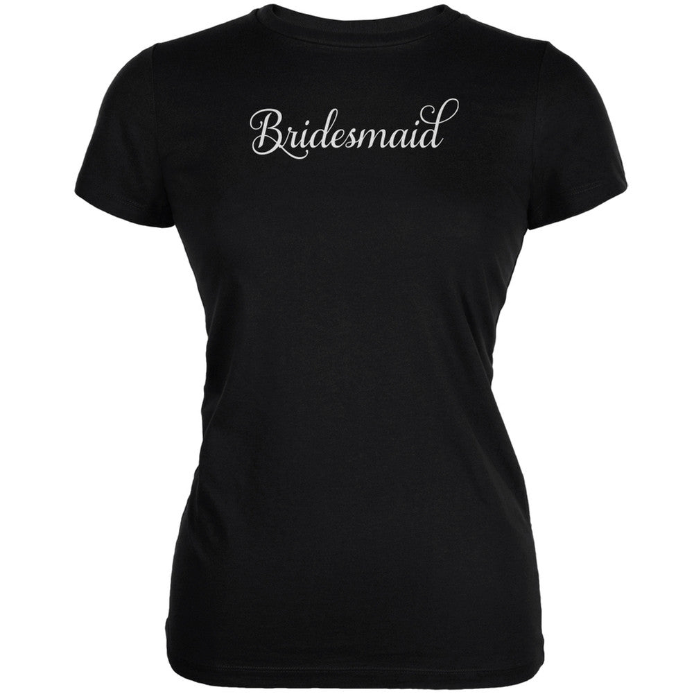 Bridesmaid Cursive Black Juniors Soft T-Shirt Juniors T-Shirts Old Glory 2XL Black 