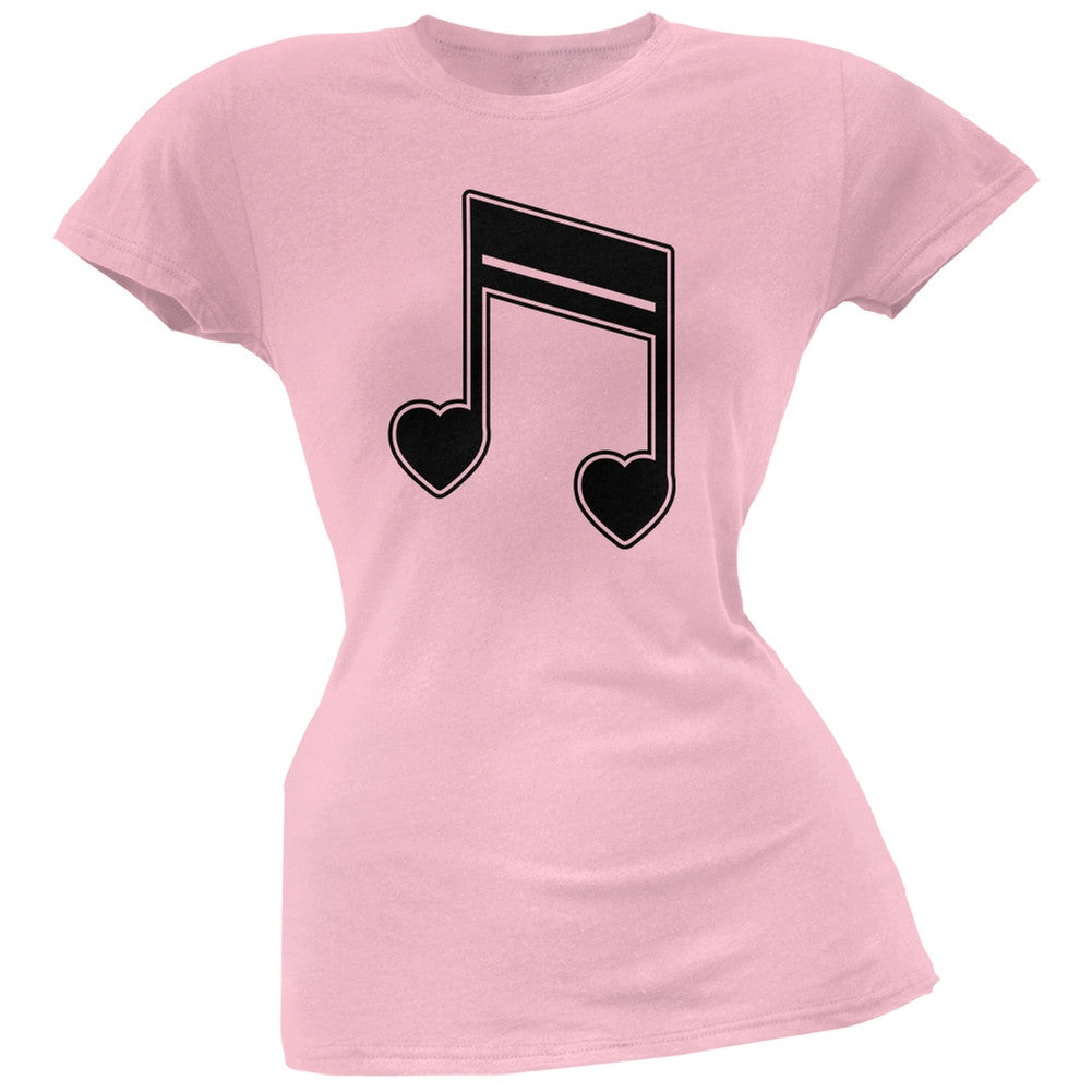 16th Note Hearts Light Pink Soft Juniors T-Shirt Juniors T-Shirts Old Glory SM Pink 