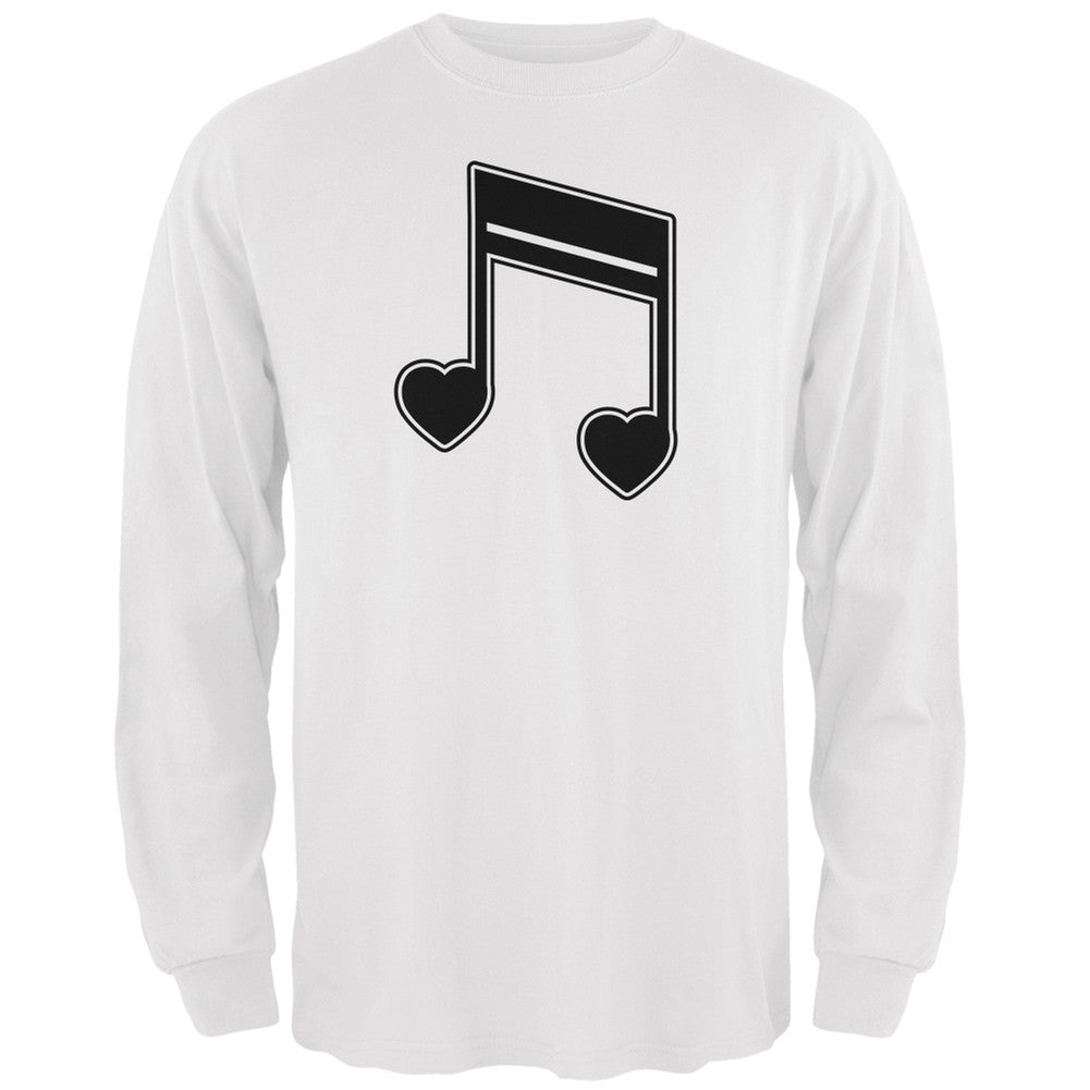 16th Note Hearts White Adult Long Sleeve T-Shirt Men's Long Sleeves Old Glory 2XL White 