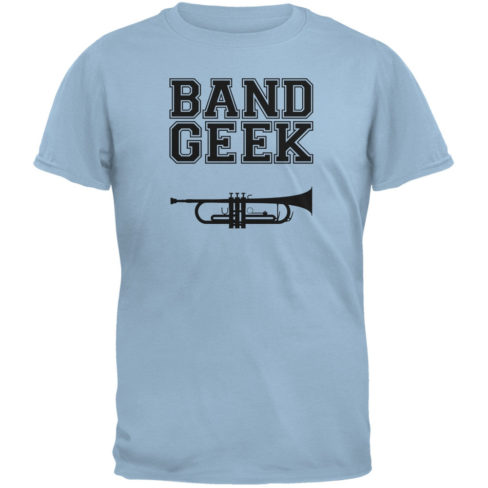 Band Geek Trumpet Light Blue Adult T-Shirt Men's T-Shirts Old Glory 2XL Blue 