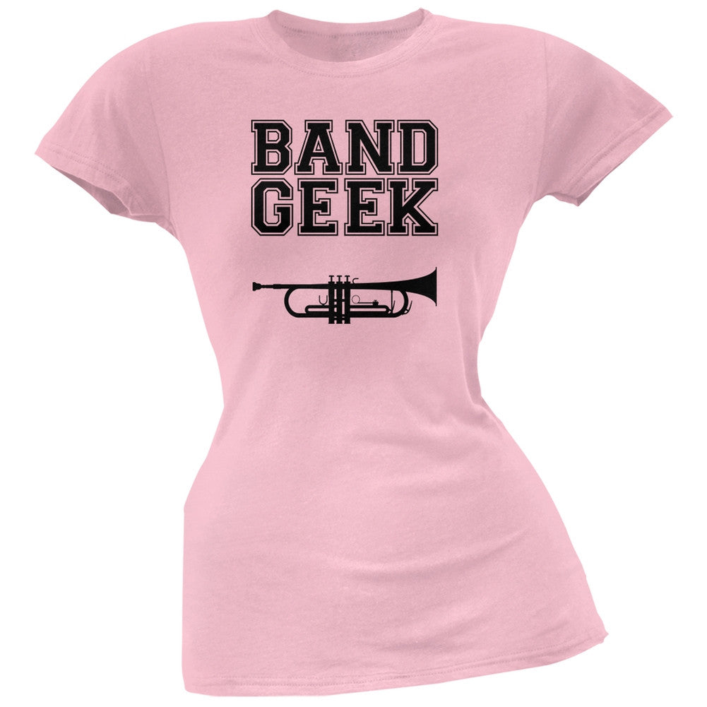 Band Geek Trumpet Light Pink Soft Juniors T-Shirt Juniors T-Shirts Old Glory 2X Pink 