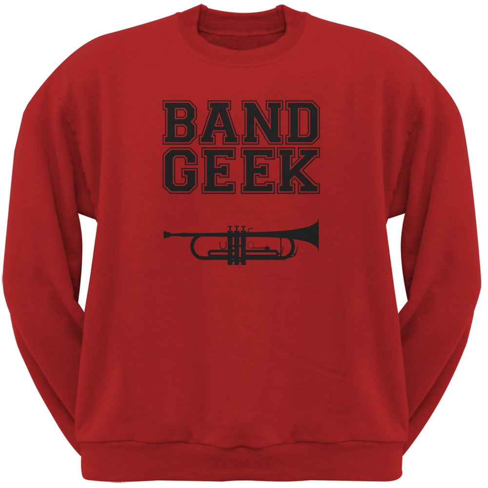 Band Geek Trumpet Red Adult Crewneck Sweatshirt Men's Sweatshirts Old Glory 2XL Red 