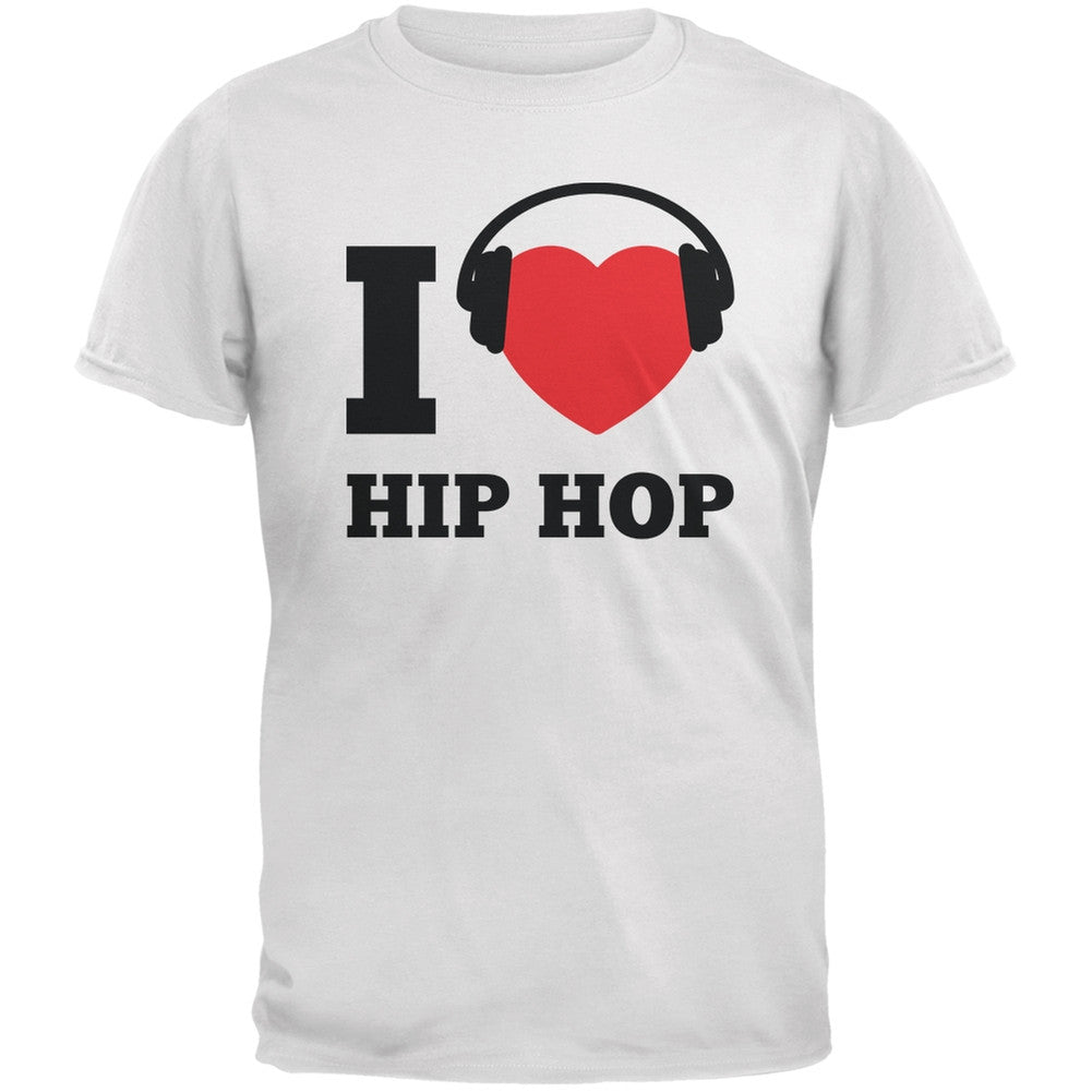 I Heart Hip Hop White Adult T-Shirt Men's T-Shirts Old Glory SM White 