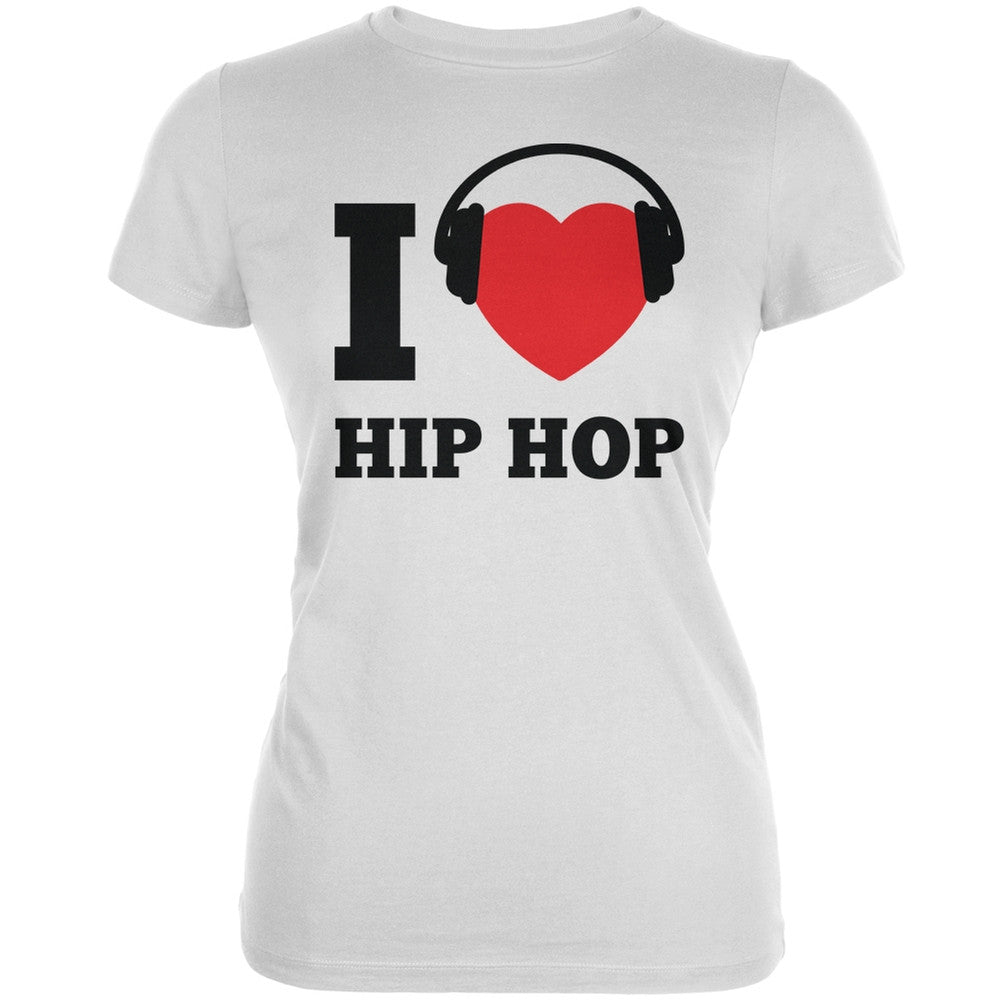 I Heart Hip Hop White Juniors Soft T-Shirt Juniors T-Shirts Old Glory SM White 