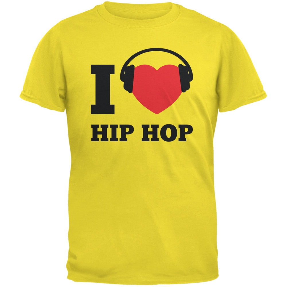 I Heart Hip Hop Yellow Adult T-Shirt Men's T-Shirts Old Glory SM Yellow 