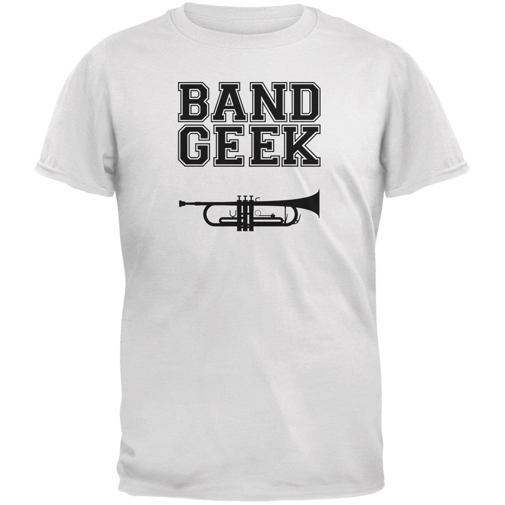 Band Geek Trumpet White Youth T-Shirt Youth T-Shirts Old Glory LG White 