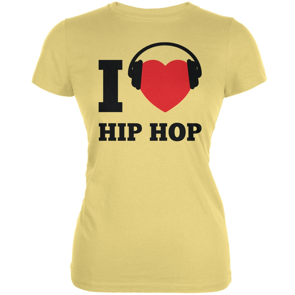 I Heart Hip Hop Yellow Juniors Soft T-Shirt Juniors T-Shirts Old Glory SM Yellow 