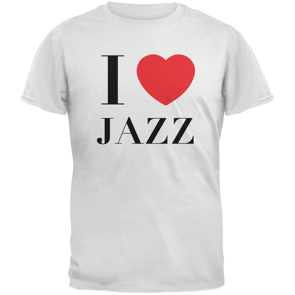 I Heart Jazz White Adult T-Shirt Men's T-Shirts Old Glory 2XL White 