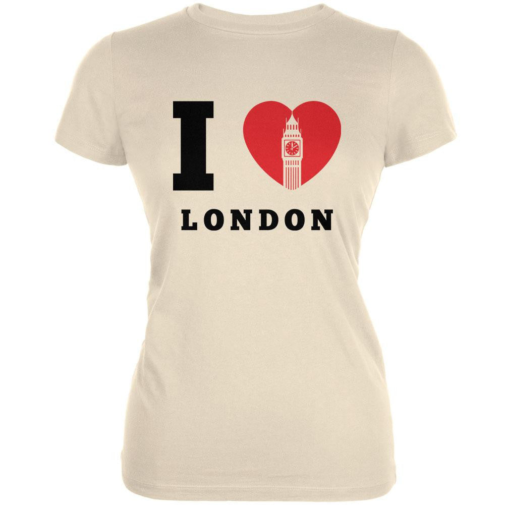 I Heart London Cream Juniors Soft T-Shirt Juniors T-Shirts Old Glory 2XL Off-White 