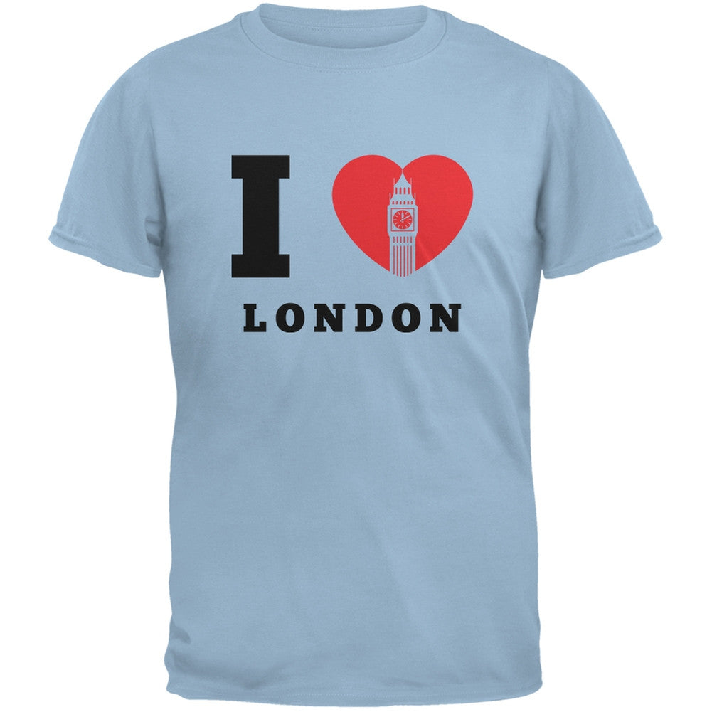 I Heart London Light Blue Adult T-Shirt Men's T-Shirts Old Glory 2XL Blue 