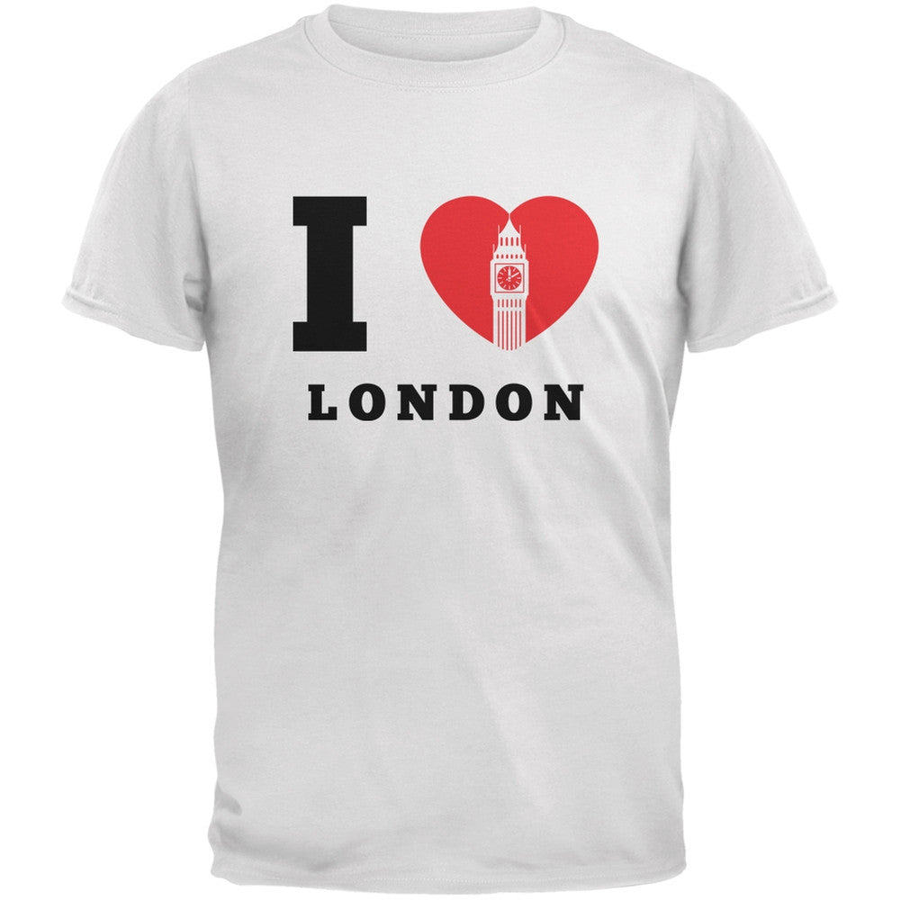 I Heart London White Adult T-Shirt Men's T-Shirts Old Glory 2XL White 