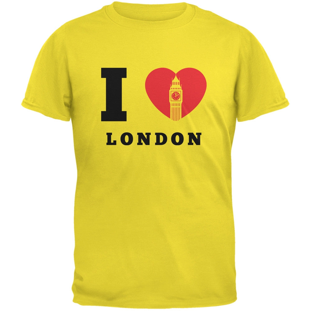 I Heart London Yellow Adult T-Shirt Men's T-Shirts Old Glory 2XL Yellow 