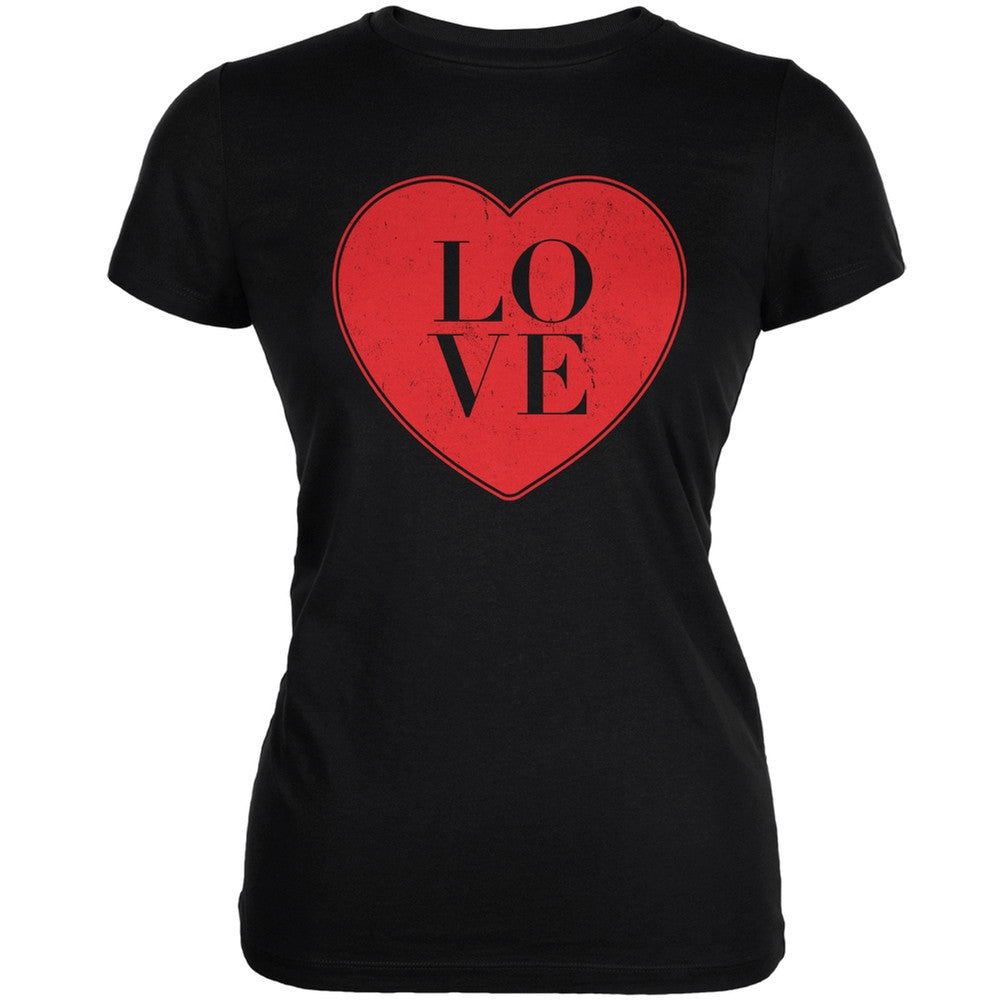 Love Heart Black Juniors Soft T-Shirt Juniors T-Shirts Old Glory 2XL Black 