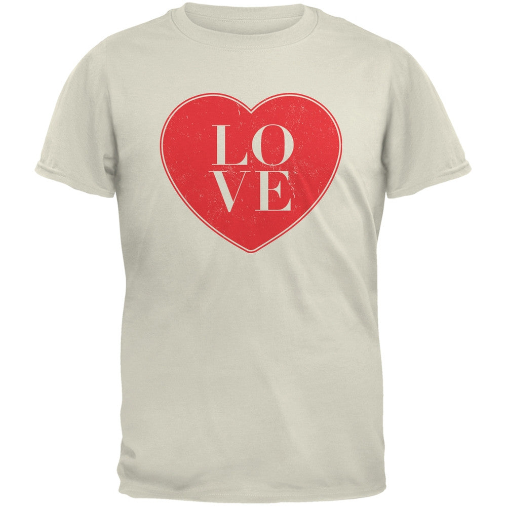 Love Heart Natural Adult T-Shirt Men's T-Shirts Old Glory 2XL Off-White 