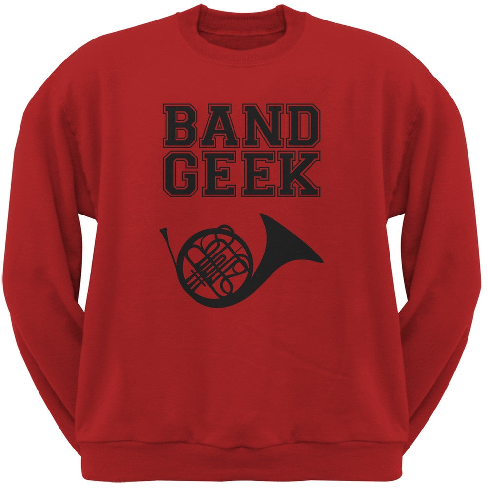 Band Geek French Horn Red Adult Sweatshirt Men's Sweatshirts Old Glory 2XL Red 