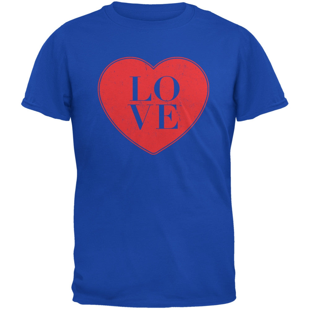 Love Heart Royal Adult T-Shirt Men's T-Shirts Old Glory 2XL Blue 