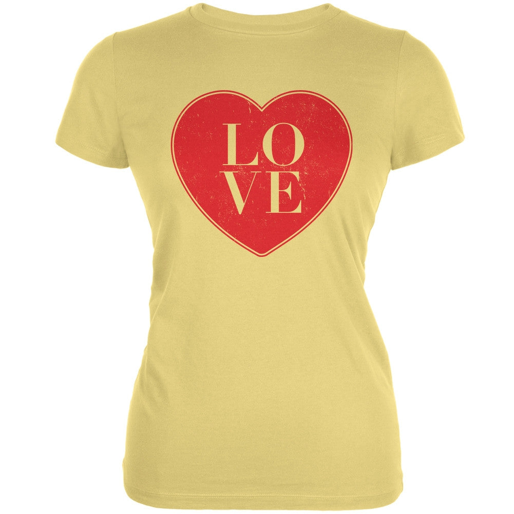 Love Heart Yellow Juniors Soft T-Shirt Juniors T-Shirts Old Glory 2XL Yellow 