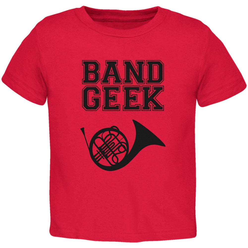 Band Geek French Horn Red Toddler T-Shirt Toddler T-Shirts Old Glory 2T Red 