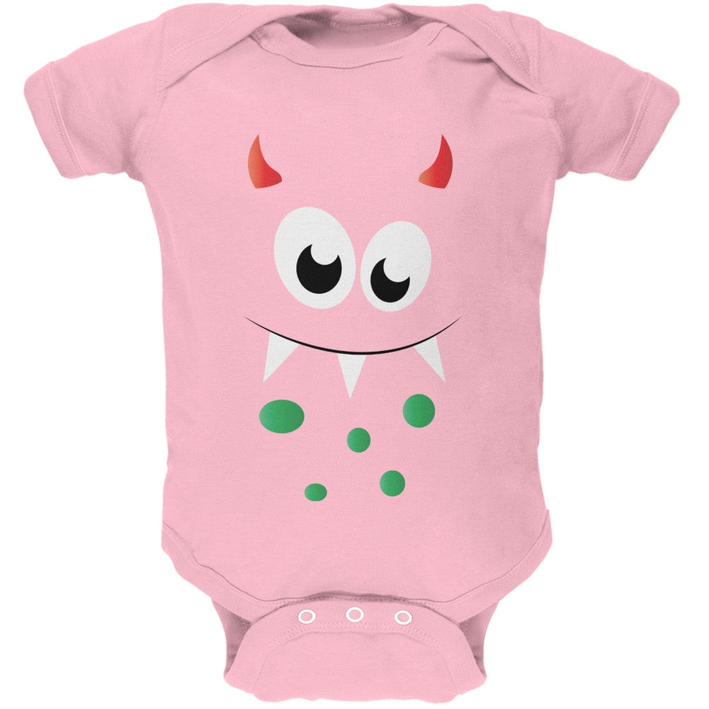 Monster Face Light Pink Soft Baby One Piece Baby One Piece Old Glory 0-3M Pink 