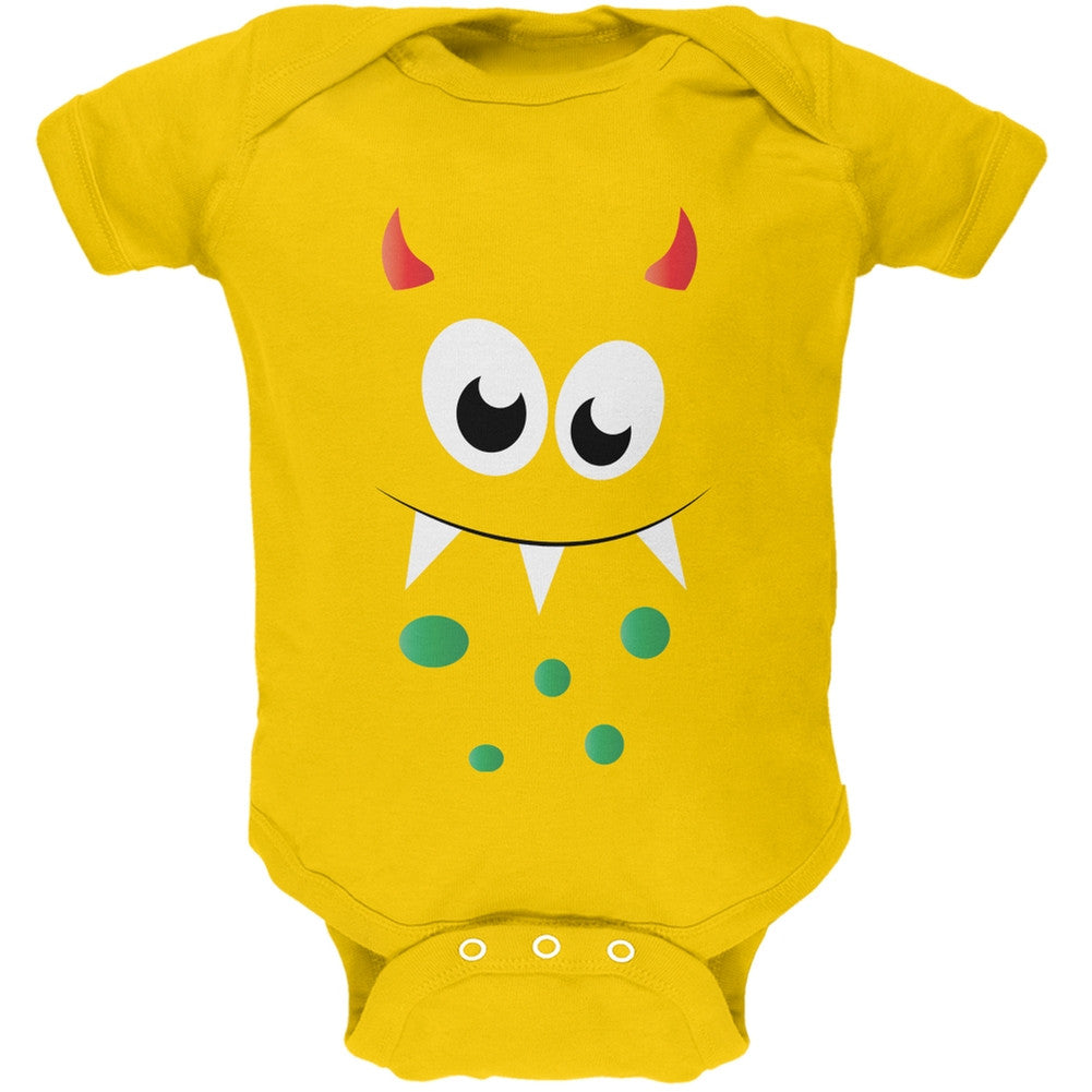 Monster Face Yellow Soft Baby One Piece Baby One Piece Old Glory 0-3M Yellow 