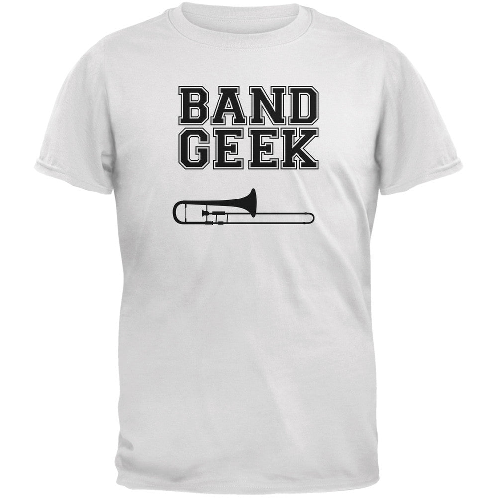 Band Geek Trombone White Youth T-Shirt Youth T-Shirts Old Glory LG White 