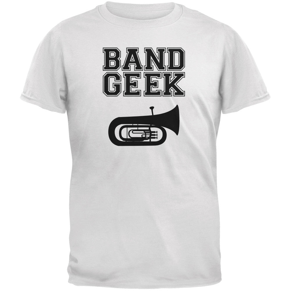 Band Geek Tuba White Youth T-Shirt Youth T-Shirts Old Glory LG White 