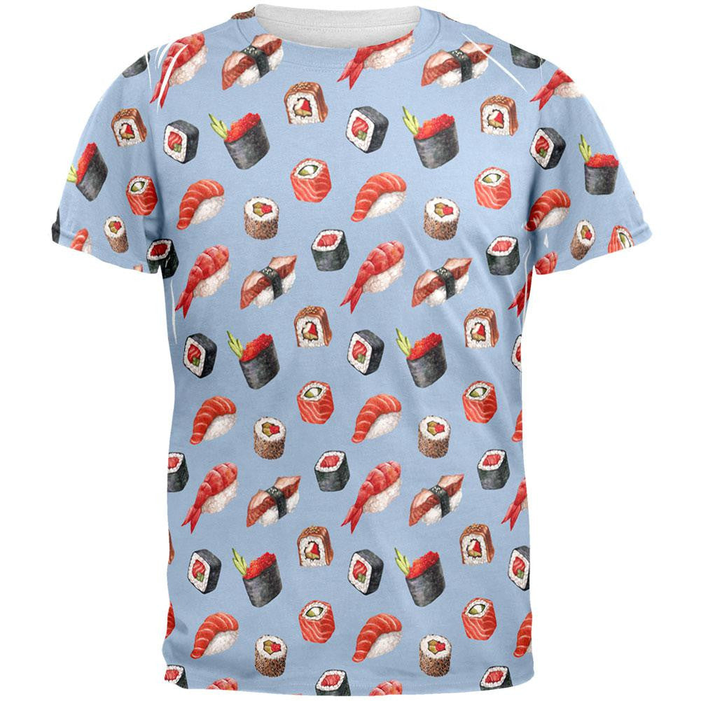 Sushi All Over Adult T-Shirt Men's T-Shirts Old Glory 2XL Multi 
