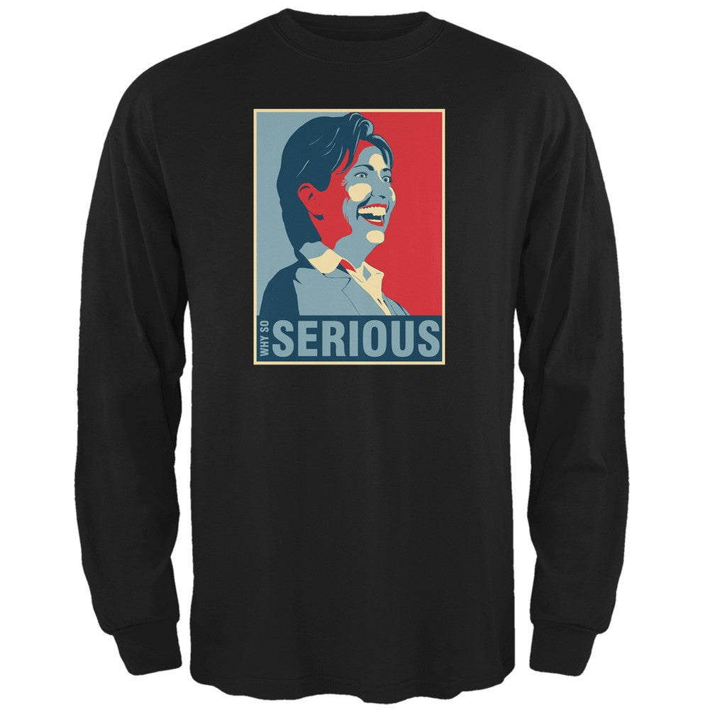 Election 2016 Hillary Clinton Serious Black Adult Long Sleeve Shirt Men's Long Sleeves Old Glory 2XL Black 