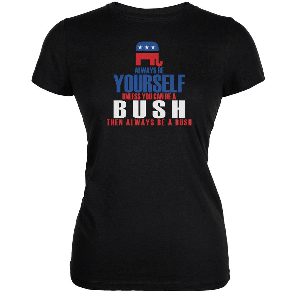 Election 2016 Always Be Yourself Jeb Bush Black Juniors Soft T-Shirt Juniors T-Shirts Old Glory 2XL Black 