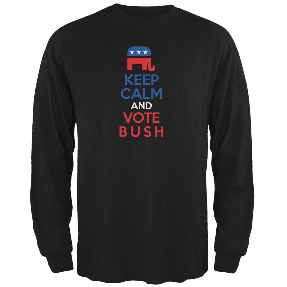 Election 2016 Keep Calm and Vote Bush Black Adult Long Sleeve T-Shirt Men's Long Sleeves Old Glory 2XL Black 