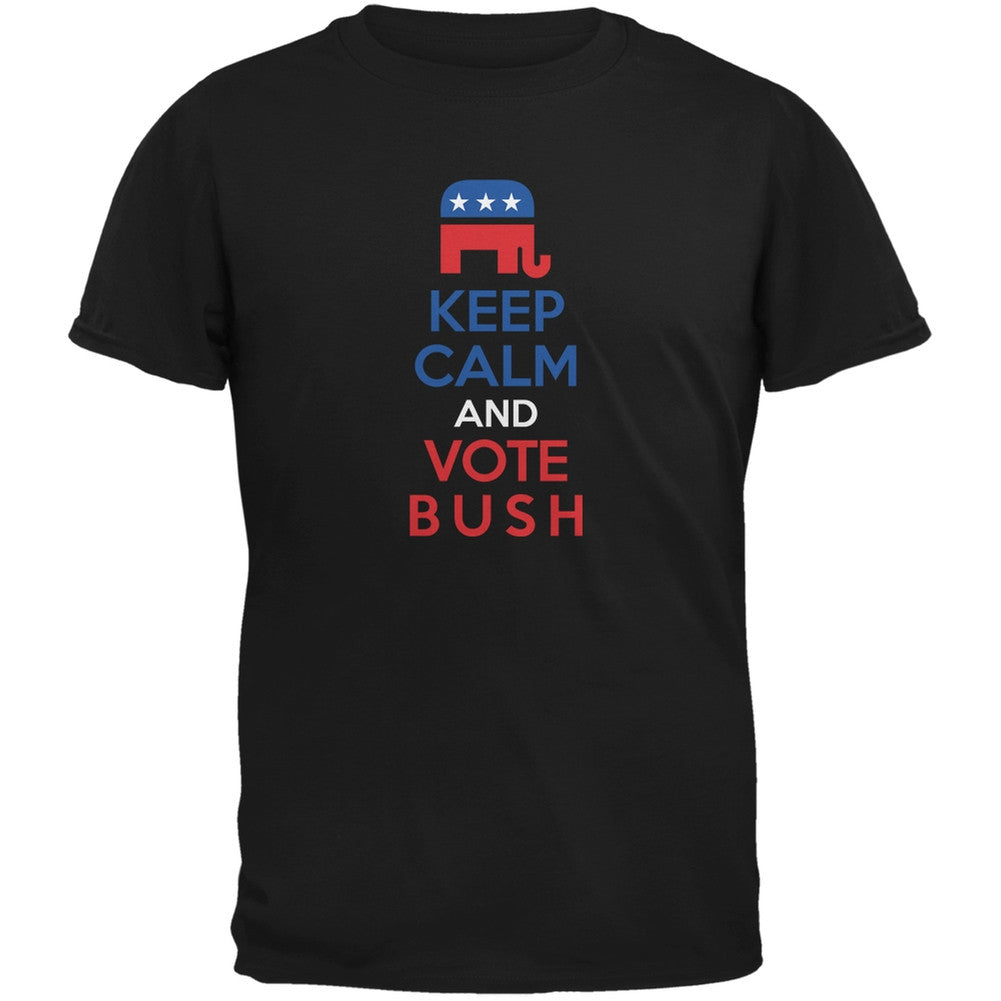 Election 2016 Keep Calm and Vote Bush Black Adult T-Shirt Men's T-Shirts Old Glory 2XL Black 