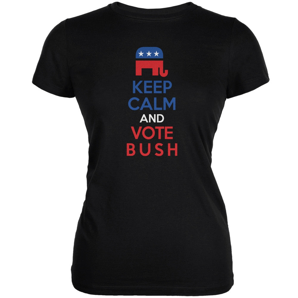 Election 2016 Keep Calm and Vote Bush Black Juniors Soft T-Shirt Juniors T-Shirts Old Glory 2XL Black 