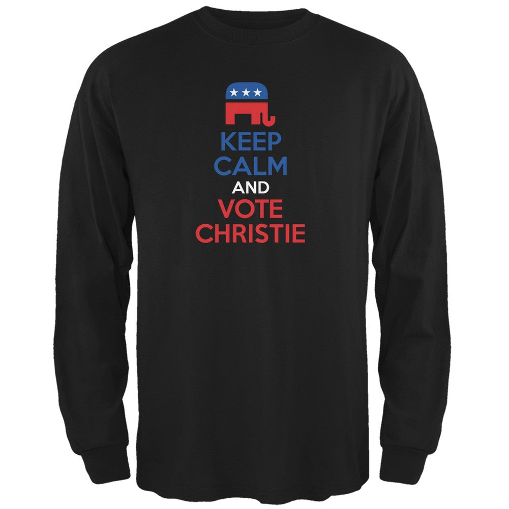 Election 2016 Keep Calm Vote Christie Black Adult Long Sleeve T-Shirt Men's Long Sleeves Old Glory 2XL Black 