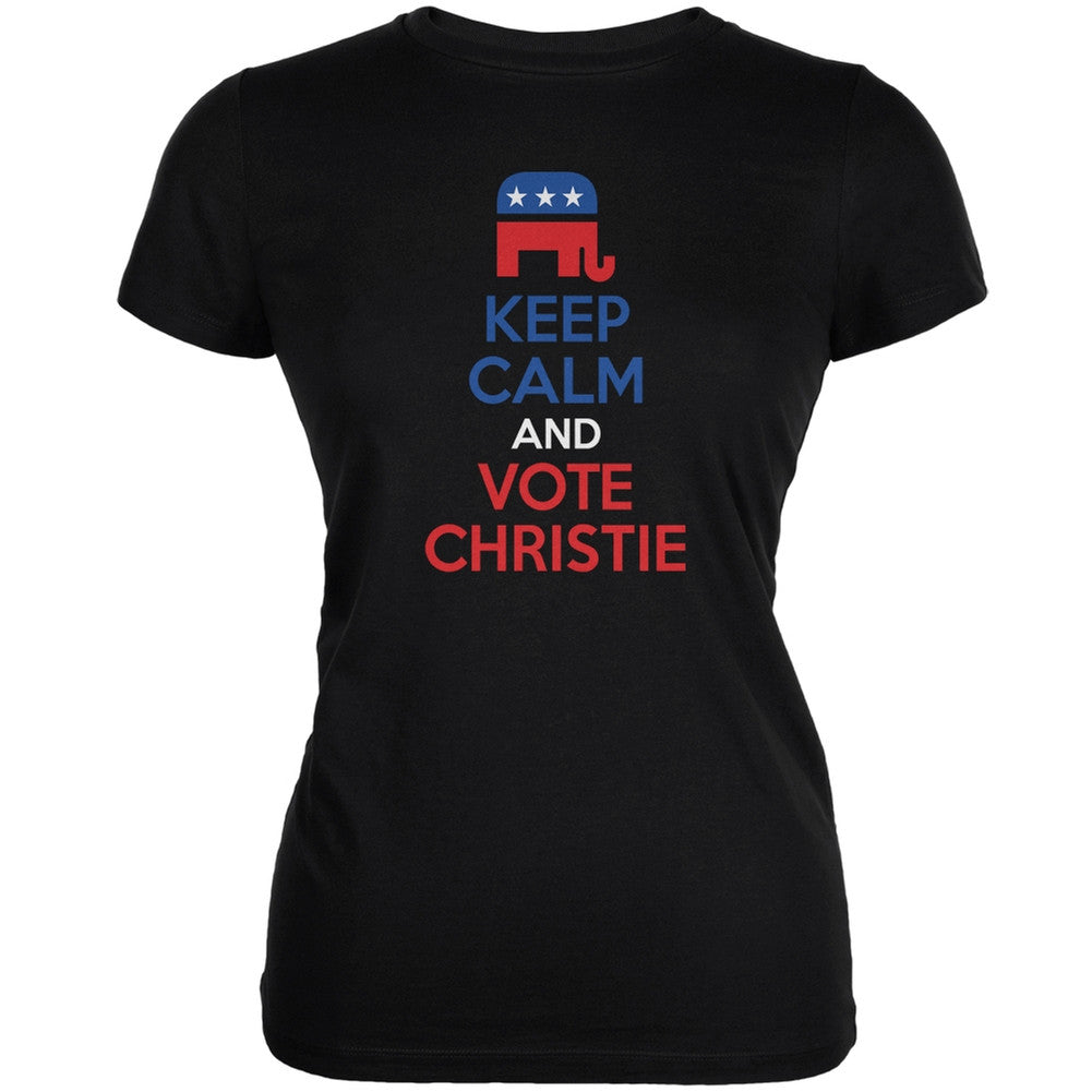 Election 2016 Keep Calm and Vote Christie Black Juniors Soft T-Shirt Juniors T-Shirts Old Glory 2XL Black 