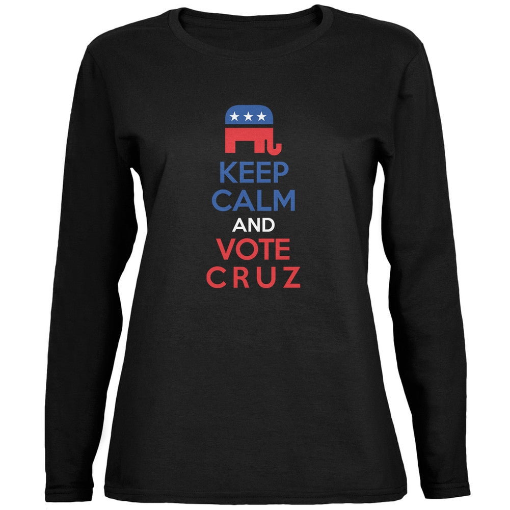 Election 2016 Keep Calm Vote Cruz Black Ladies Long Sleeve T-Shirt Women's Long Sleeves Old Glory 2XL Black 