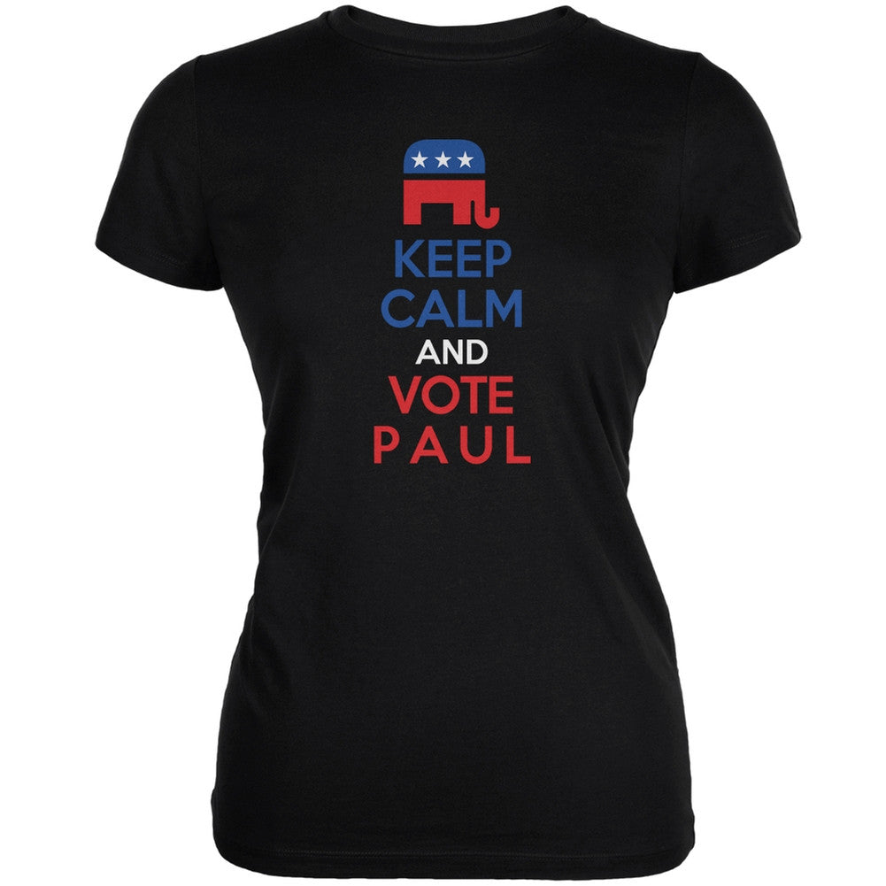 Election 2016 Keep Calm and Vote Paul Black Juniors Soft T-Shirt Juniors T-Shirts Old Glory 2XL Black 