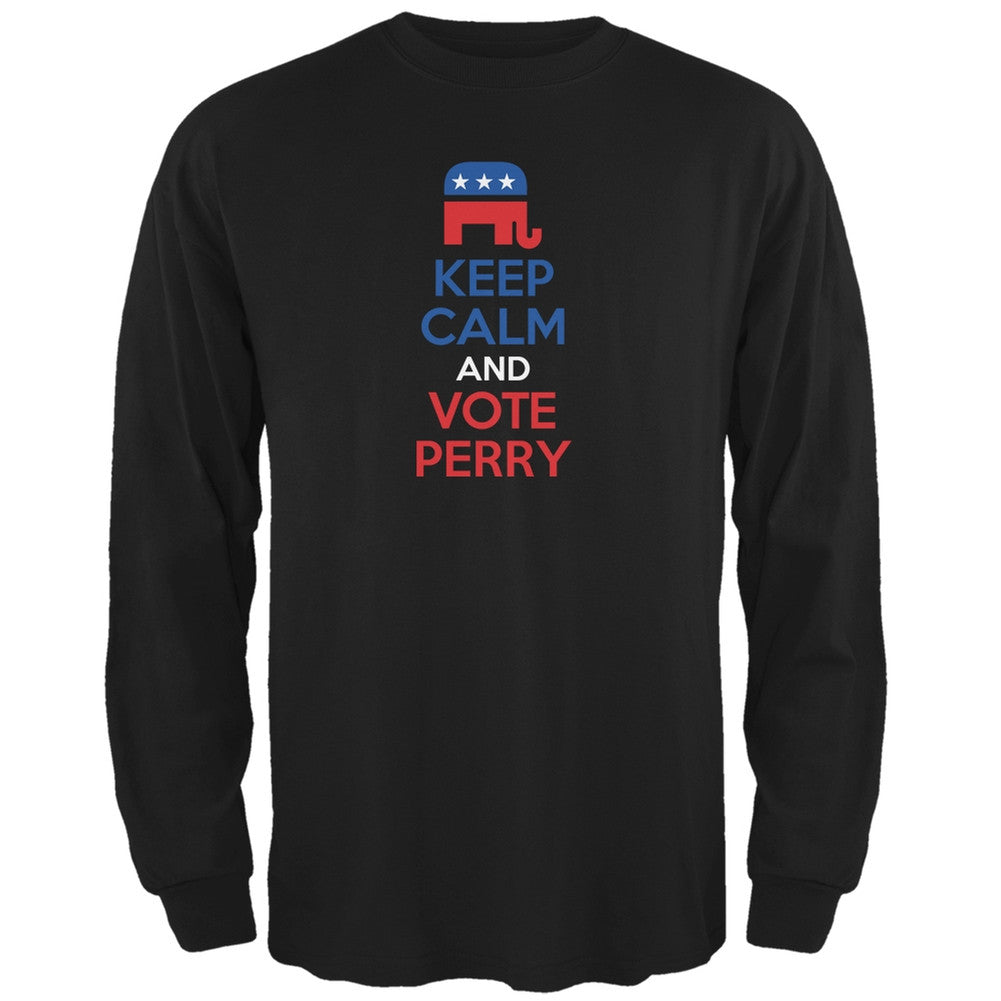 Election 2016 Keep Calm Vote Perry Black Adult Long Sleeve T-Shirt Men's Long Sleeves Old Glory 2XL Black 