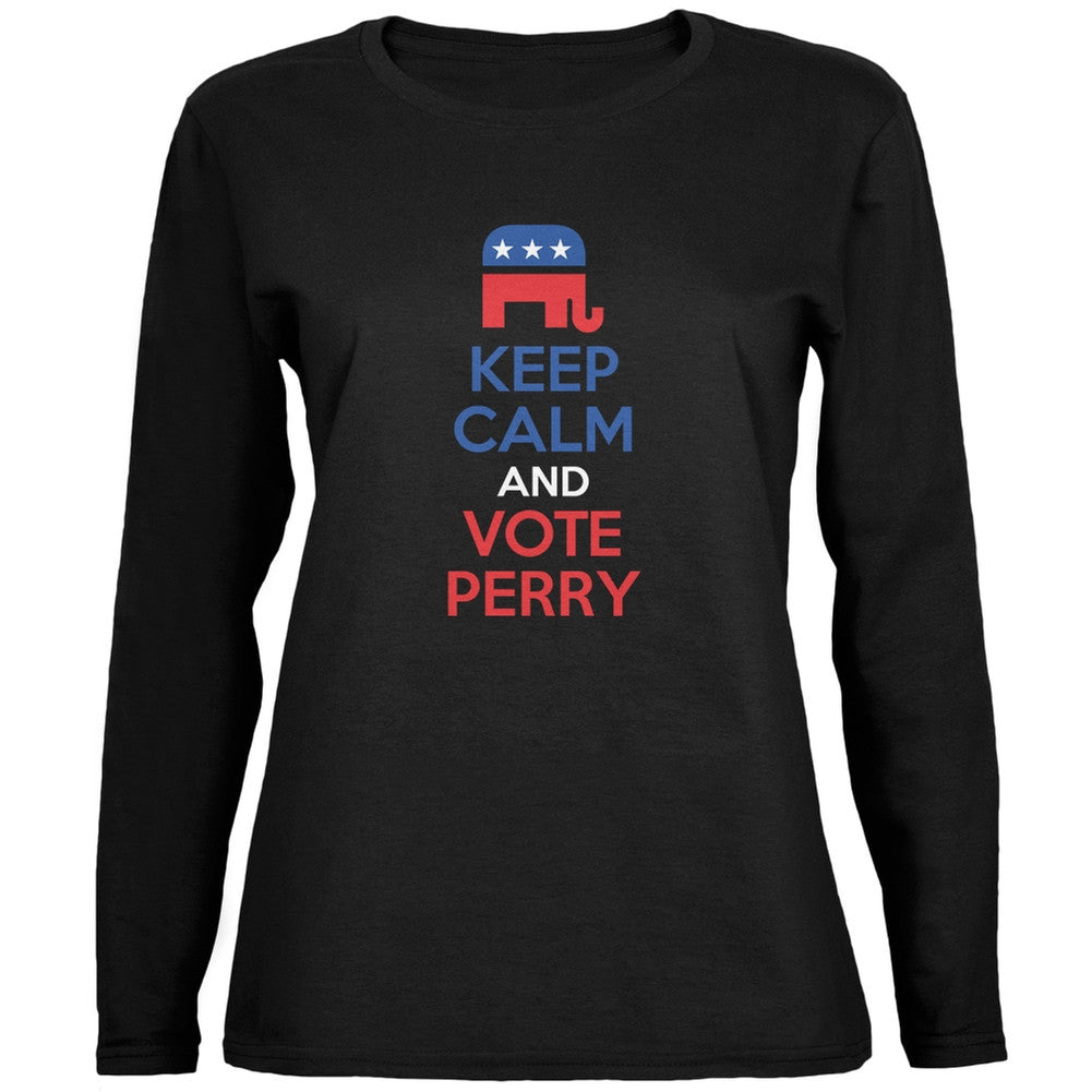 Election 2016 Keep Calm Vote Perry Black Ladies Long Sleeve T-Shirt Women's Long Sleeves Old Glory 2XL Black 