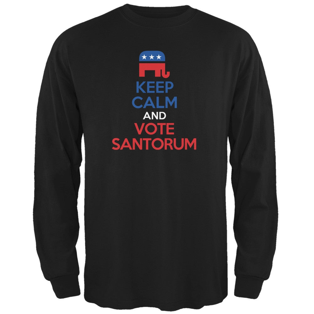 Election 2016 Keep Calm Vote Santorum Black Adult Long Sleeve T-Shirt Men's Long Sleeves Old Glory 2XL Black 