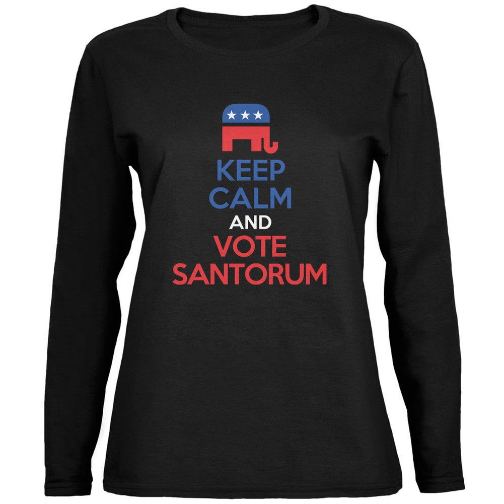 Election 2016 Keep Calm Vote Santorum Black Ladies Long Sleeve Shirt Women's Long Sleeves Old Glory 2XL Black 