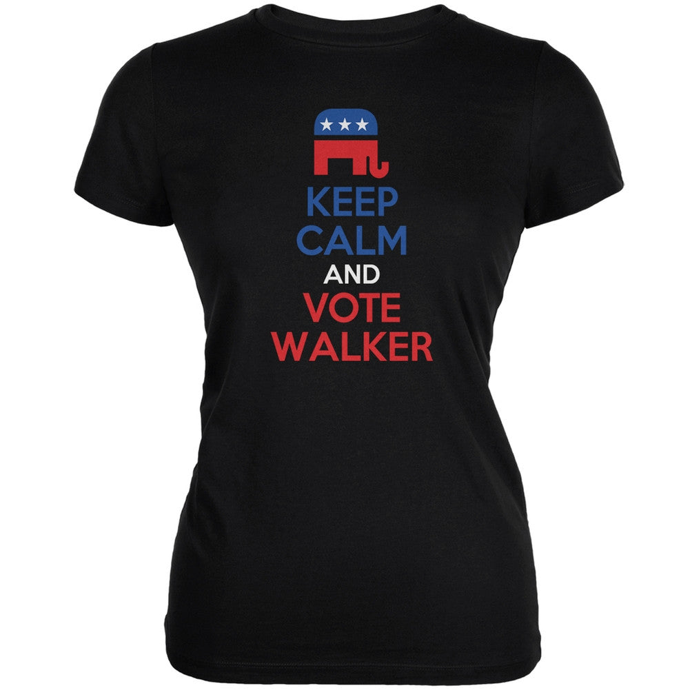 Election 2016 Keep Calm and Vote Walker Black Juniors Soft T-Shirt Juniors T-Shirts Old Glory 2XL Black 