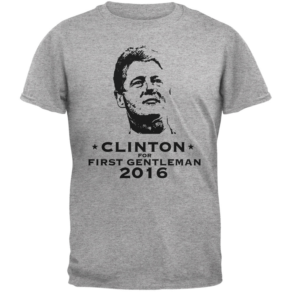 Election Clinton For First Gentleman Heather Grey Adult T-Shirt Men's T-Shirts Old Glory 2XL Grey 