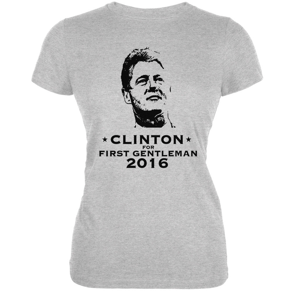 Election Clinton For First Gentleman Heather Grey Juniors Soft T-Shirt Juniors T-Shirts Old Glory 2XL Grey 