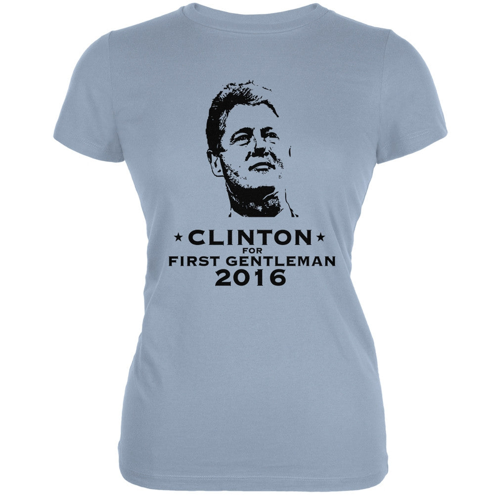 Election Clinton For First Gentleman Light Blue Juniors Soft T-Shirt Juniors T-Shirts Old Glory 2XL Blue 