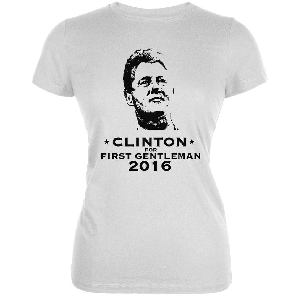 Clinton For First Gentleman White Juniors Soft T-Shirt Juniors T-Shirts Old Glory 2XL White 