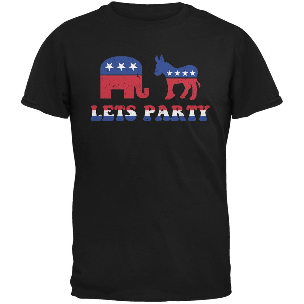 Election - Let's Party Black Adult T-Shirt Men's T-Shirts Old Glory 2XL Black 