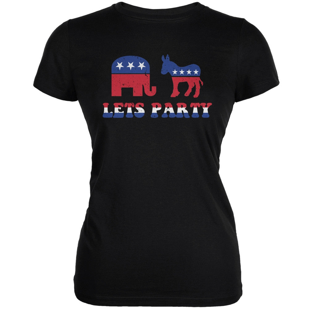 Election - Let's Party Black Juniors Soft T-Shirt Juniors T-Shirts Old Glory 2XL Black 